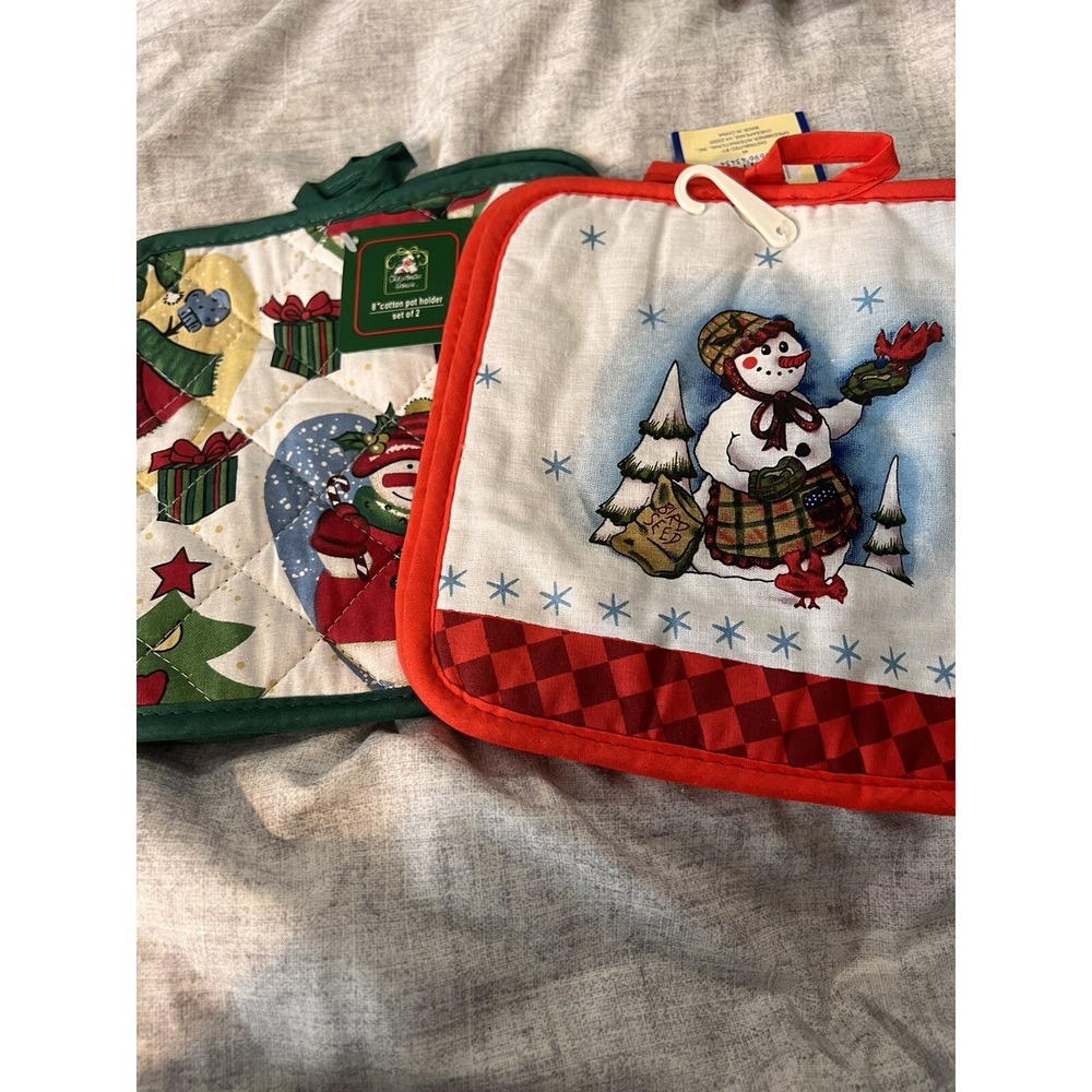 Christmas Snowman Pot Holder Traditional Snowman Pattern Set Of 4, Royal Norfolk
